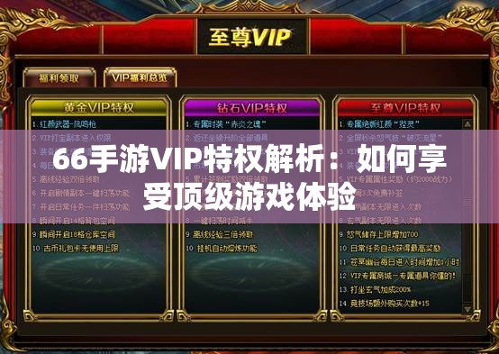 66手游VIP特权解析：如何享受顶级游戏体验