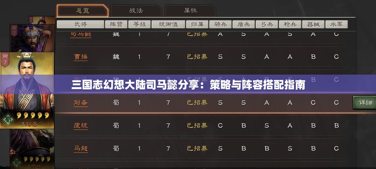 三国志幻想大陆司马懿分享：策略与阵容搭配指南