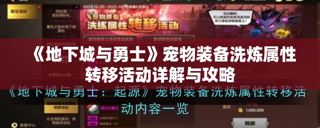 《地下城与勇士》宠物装备洗炼属性转移活动详解与攻略